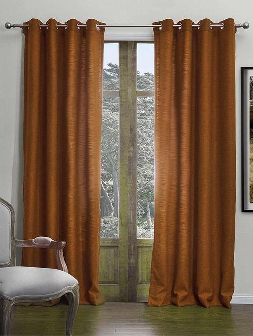 textured light brown art silk 54 x 88 inch door curtains (set of 2 ) - 15620518 - Very Small Image - 1