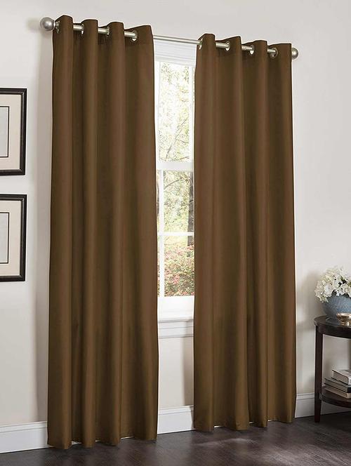 textured brown art silk 55 x 87 inch door curtains (set of 2 ) - 15620519 - Very Small Image - 1