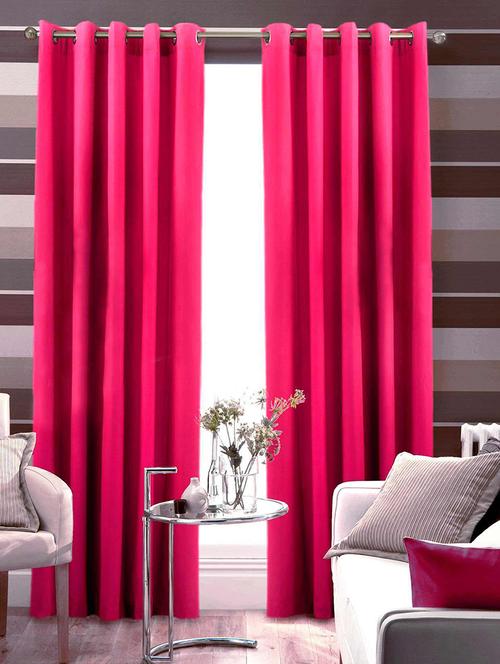 textured fuschia pink art silk 44 x 87 inch door curtains (set of 2 ) - 15620520 - Very Small Image - 1