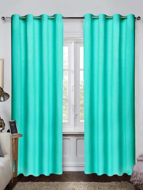 textured blue art silk 44 x 87 inch door curtains (set of 2 ) - 15620521 - Very Small Image - 1