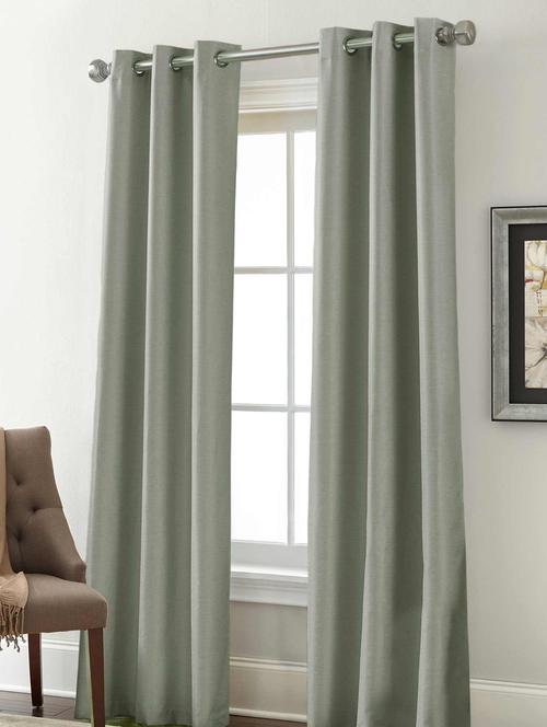 textured silver art silk 53.5 x 87 inch door curtains (set of 2 ) - 15620524 - Very Small Image - 1