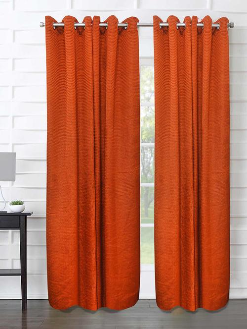 heatset pleated rust door curtain with eyelet (set fo 2 pc) - 15620526 - Very Small Image - 1