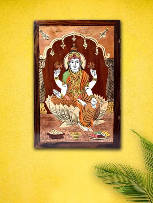 unravel india wooden inlay goddess saraswati wall hanging - 15620637 - Very Small Image - 1