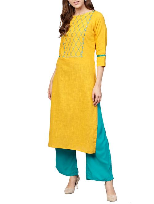 crisscross embroidered kurta with palazzo set - 15620741 - Very Small Image - 1