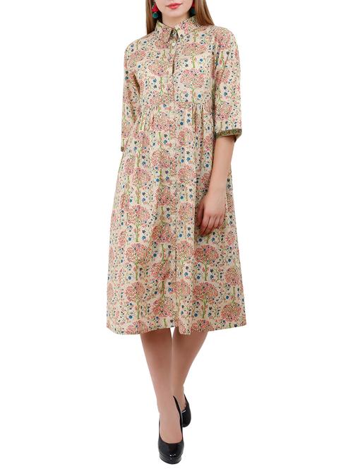 flared printed ethnic dress - 15621212 - Very Small Image - 1