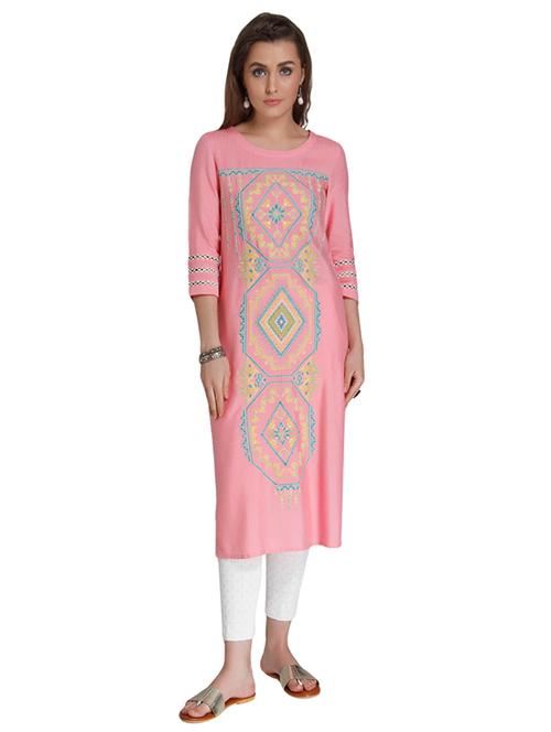 embroidered straight kurta - 15621804 - Very Small Image - 1