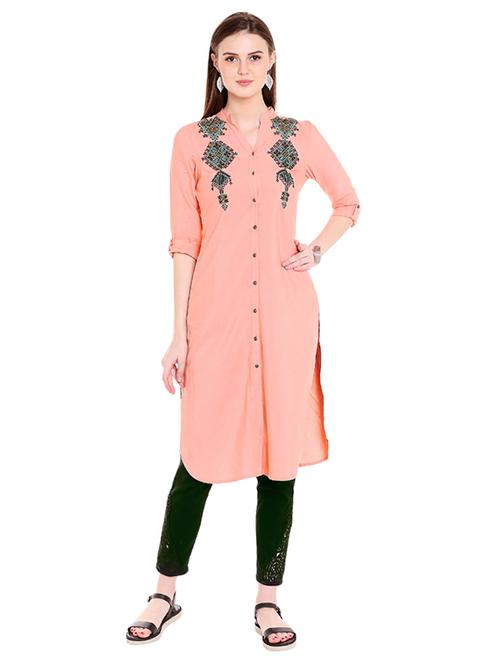embroidered straight kurta - 15621806 - Very Small Image - 1