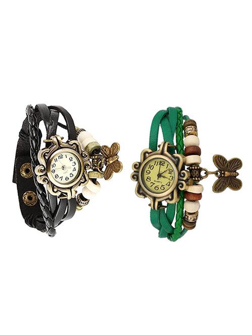 set of 2 round dial analog watch combo - 15621966 - Very Small Image - 1