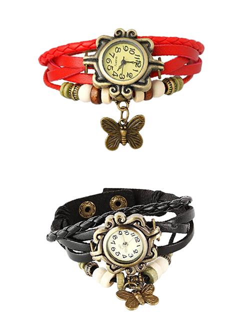 set of 2 round dial analog watch combo - 15621969 - Very Small Image - 1