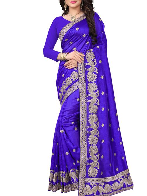 zari embroidered saree with blouse - 15622663 - Very Small Image - 1
