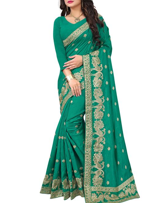 zari embroidered saree with blouse - 15622664 - Very Small Image - 1