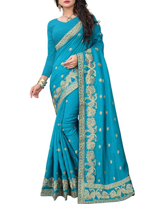 zari embroidered saree with blouse - 15622667 - Very Small Image - 1