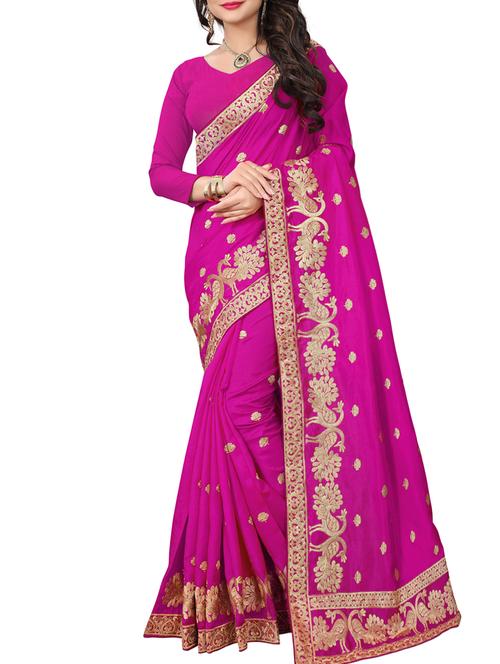 zari embroidered saree with blouse - 15622668 - Very Small Image - 1