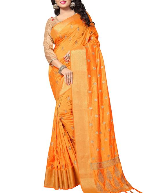 zari embroidered saree with blouse - 15622675 - Very Small Image - 1