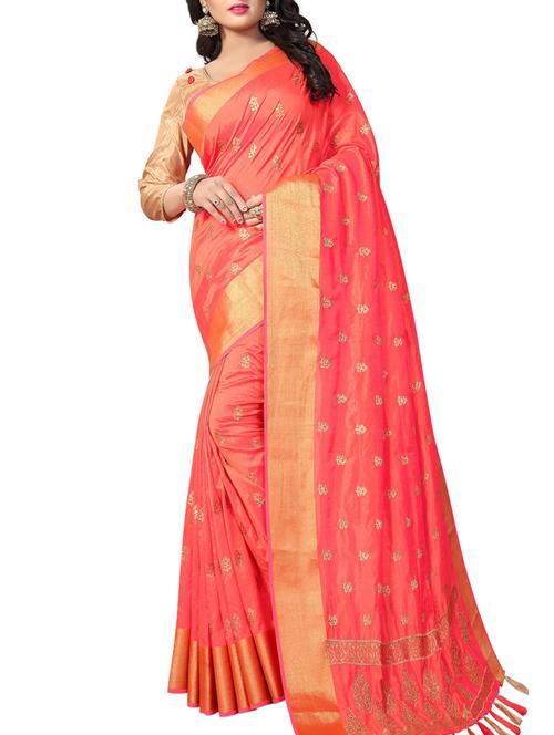 zari embroidered saree with blouse - 15622676 - Very Small Image - 1