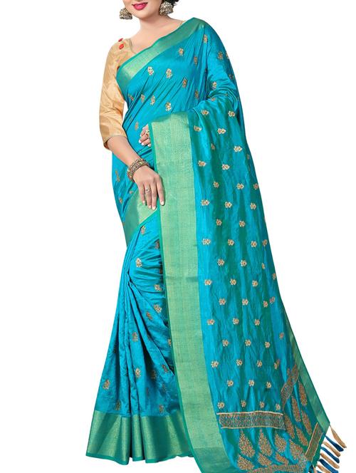 zari embroidered saree with blouse - 15622677 - Very Small Image - 1