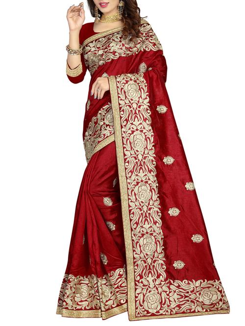 zari embroidered saree with blouse - 15622680 - Very Small Image - 1