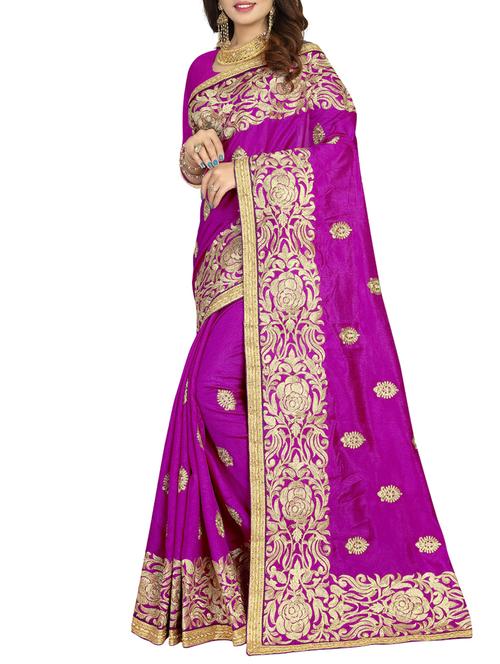 zari embroidered saree with blouse - 15622684 - Very Small Image - 1