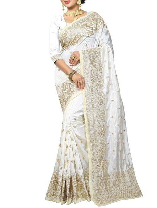 zari embroidered saree with blouse - 15622689 - Very Small Image - 1