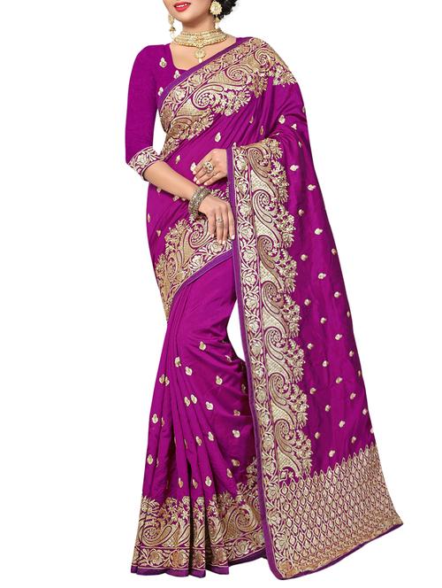 zari embroidered saree with blouse - 15622694 - Very Small Image - 1