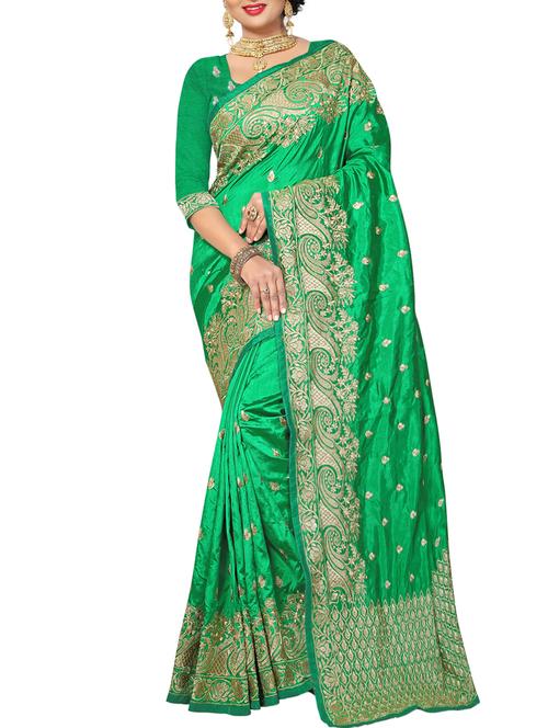 zari embroidered saree with blouse - 15622695 - Very Small Image - 1