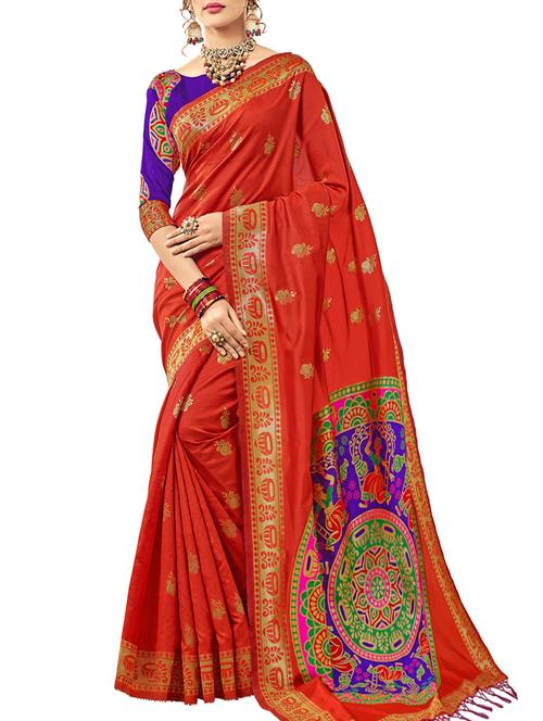 conversational printed saree with blouse - 15622703 - Very Small Image - 1