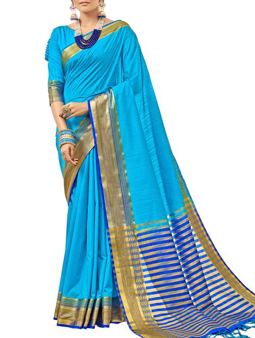 zari bordered saree with blouse - 15622707 - Very Small Image - 1