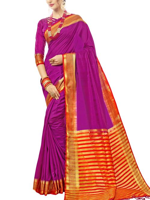 zari bordered saree with blouse - 15622708 - Very Small Image - 1