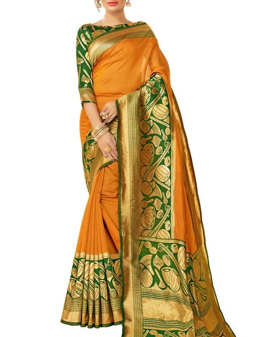 conversational bordered saree with blouse - 15622716 - Very Small Image - 1