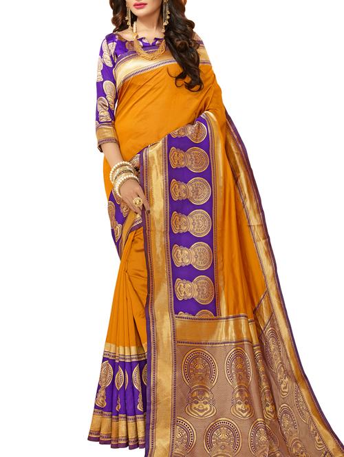 conversational bordered saree with blouse - 15622719 - Very Small Image - 1