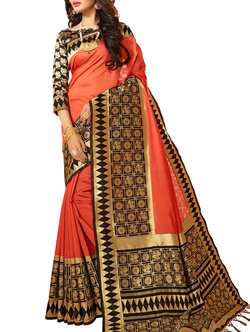 conversational bordered saree with blouse - 15622721 - Very Small Image - 1