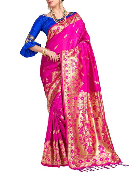 conversational woven saree with blouse - 15622725 - Very Small Image - 1