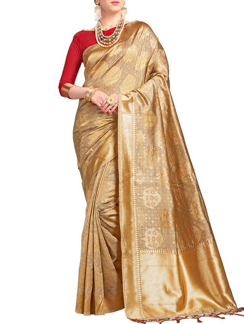 zari motifs woven saree with blouse - 15622726 - Very Small Image - 1