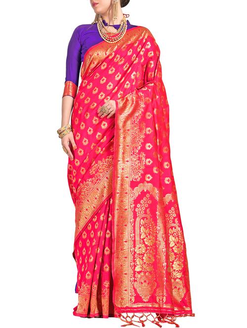 zari motifs woven saree with blouse - 15622729 - Very Small Image - 1
