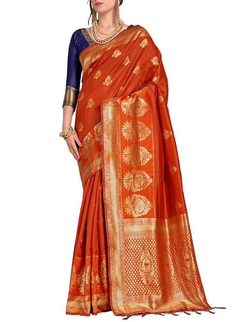 zari motifs woven saree with blouse - 15622730 - Very Small Image - 1