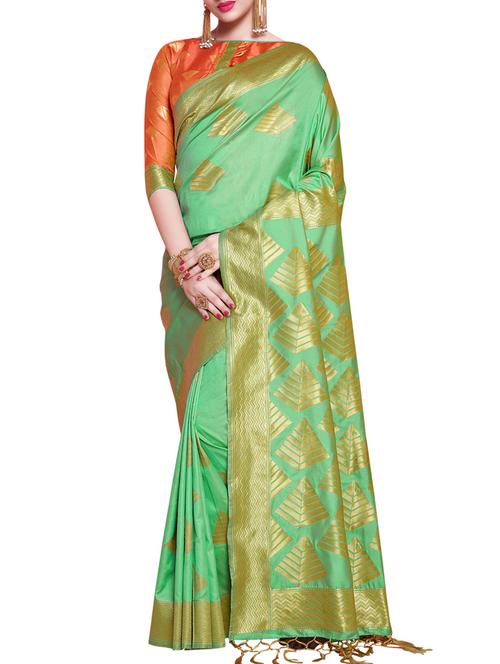 zari motifs woven saree with blouse - 15622732 - Very Small Image - 1