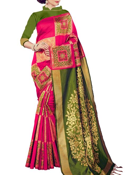 zari motifs woven saree with blouse - 15622738 - Very Small Image - 1