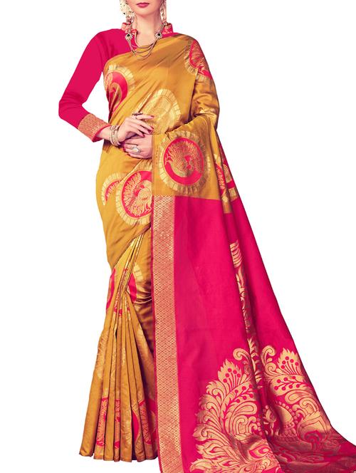 zari conversational woven saree with blouse - 15622741 - Very Small Image - 1