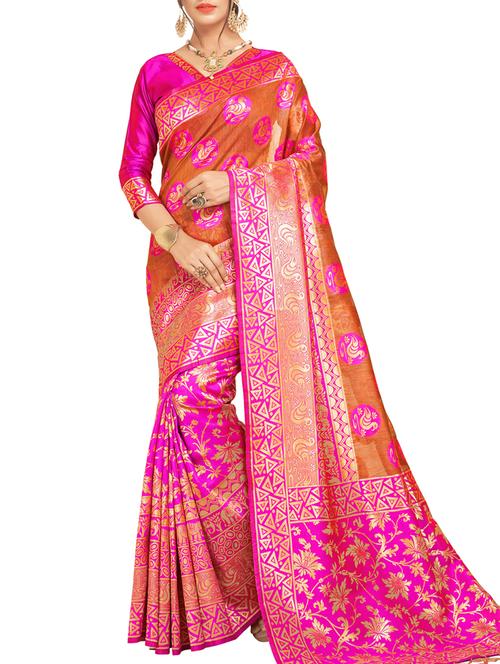 linen conversational woven saree with blouse - 15622758 - Very Small Image - 1