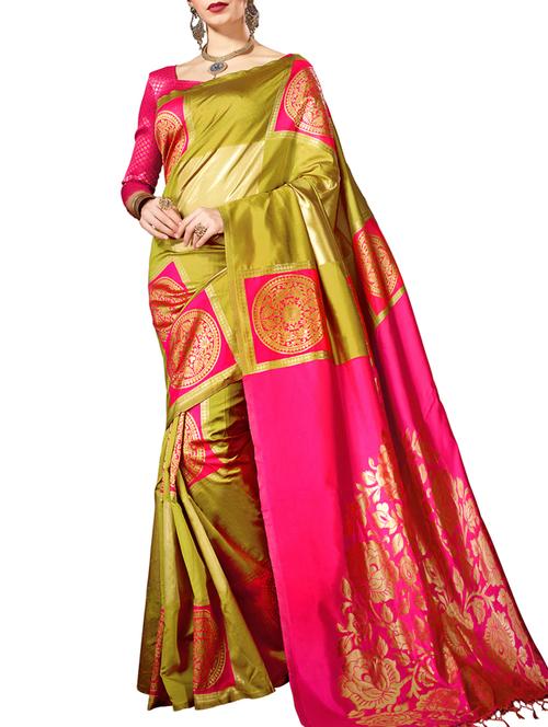 zari motifs woven saree with blouse - 15622764 - Very Small Image - 1