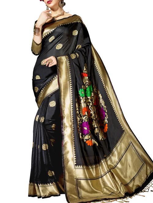 zari floral woven saree with blouse - 15622769 - Very Small Image - 1