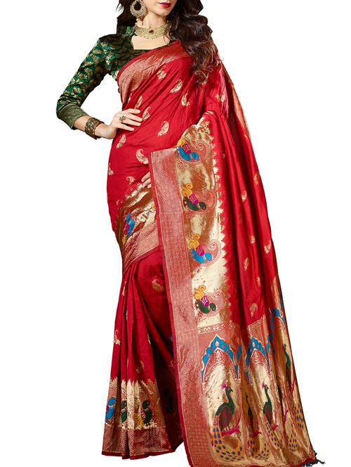 zari conversational woven saree with blouse - 15622772 - Very Small Image - 1