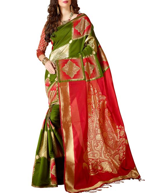 zari motifs woven saree with blouse - 15622782 - Very Small Image - 1