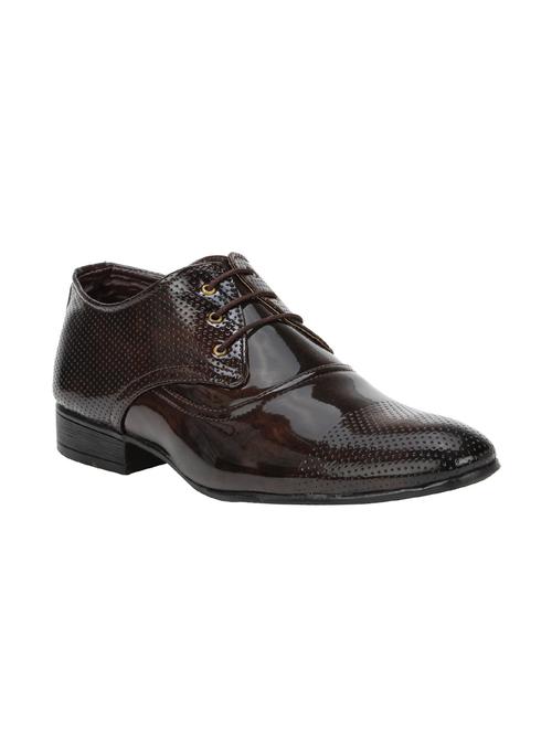 brown leatherette lace-up derbys - 15622845 - Very Small Image - 1