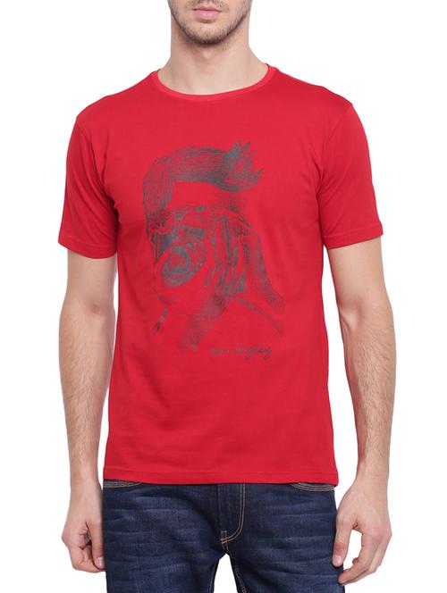 red cotton chest print tshirt - 15622959 - Very Small Image - 1