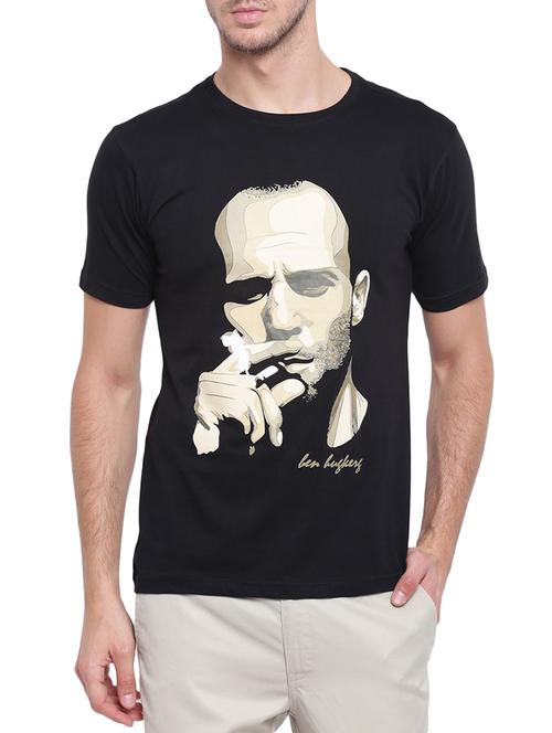 black cotton chest print tshirt - 15622967 - Very Small Image - 1