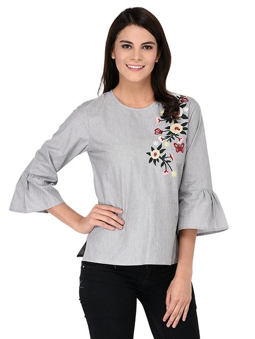 bell sleeved embroidered top - 15623577 - Very Small Image - 1