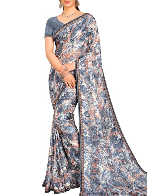 abstract printed saree with blouse - 15623622 - Very Small Image - 1