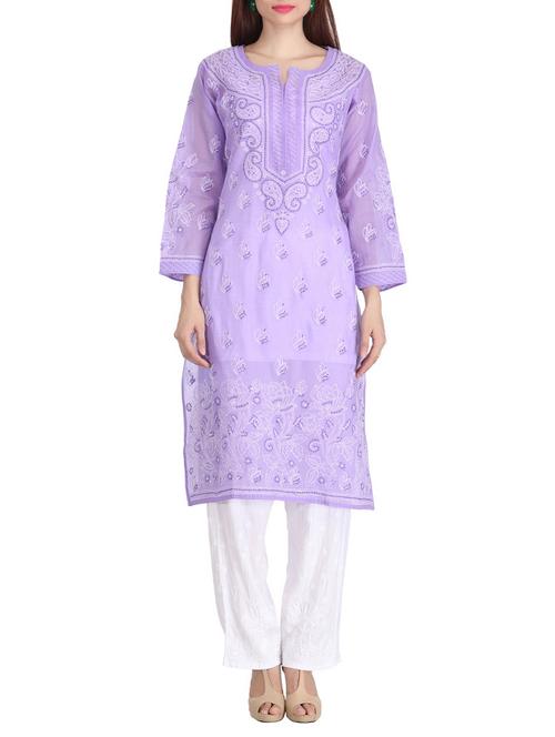 chikankari straight kurta - 15623874 - Very Small Image - 1