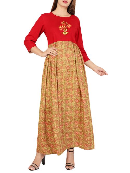 embroidered flared kurta - 15624051 - Very Small Image - 1
